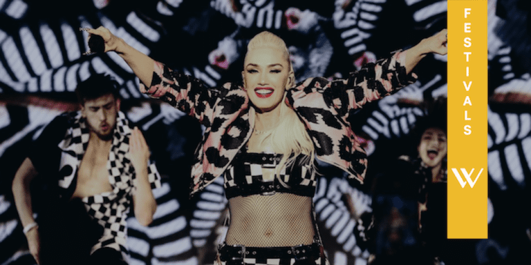 Singer Gwen Stefani performing at concert
